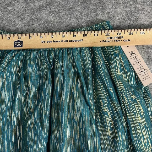 Nanette Lepore Skirt Womens M Teal Gold Pull On Elastic Waist Handkerchief Hem - Picture 13 of 16